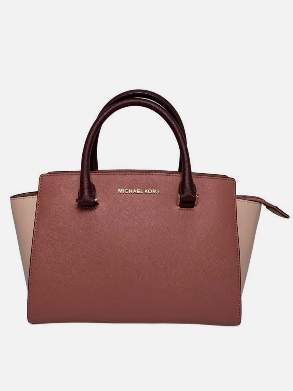 Michael Kors Two-Tone Saffiano Leather Satchel in Pink